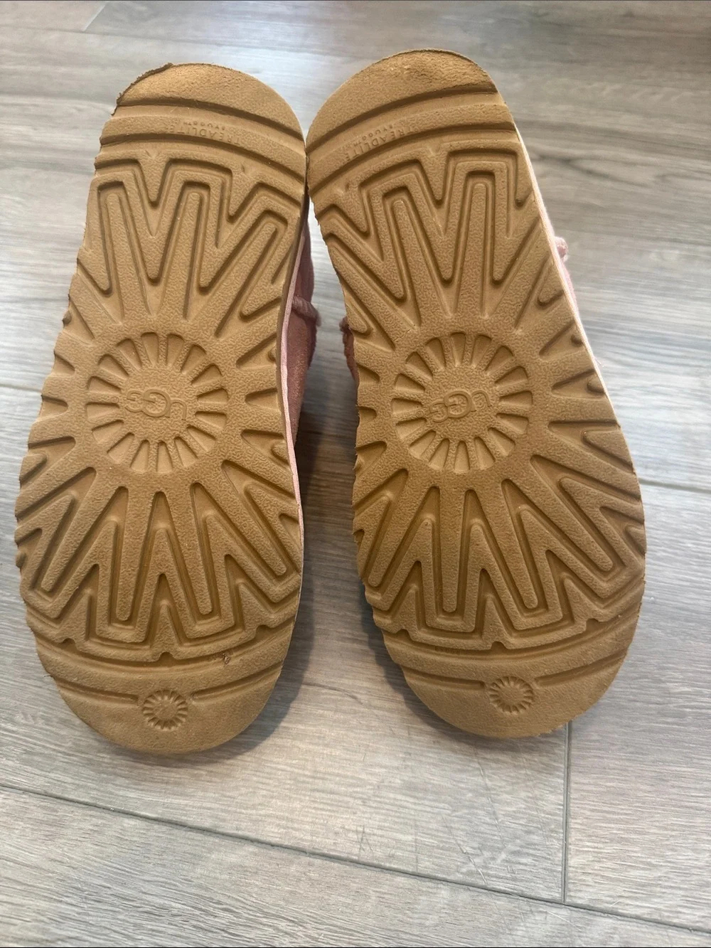 UGG Pink Suede Shearling Ankle Booties